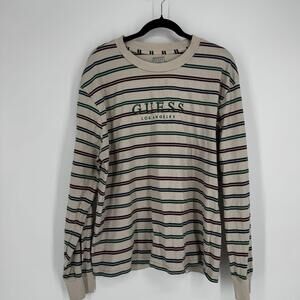 Guess shirt mens XL vintage 90s y2k striped grunge long sleeve tee casual skater